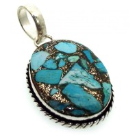 Mohave Turquoise Indian Silver Pendant 04